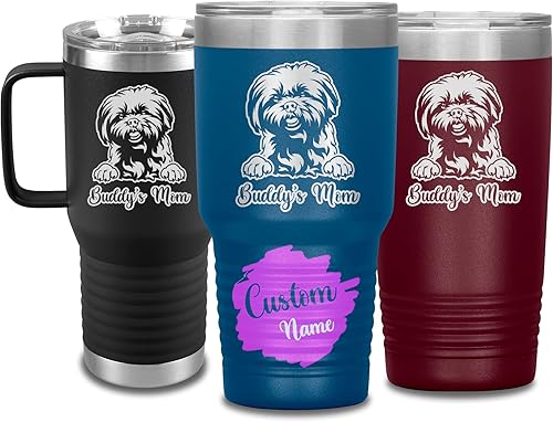 Vista 20 de Vaso de viaje de Navidad personalizado, perro pastor alemán, mamá y papá, dueño de perro pastor alemán personalizado, recuerdo grabado