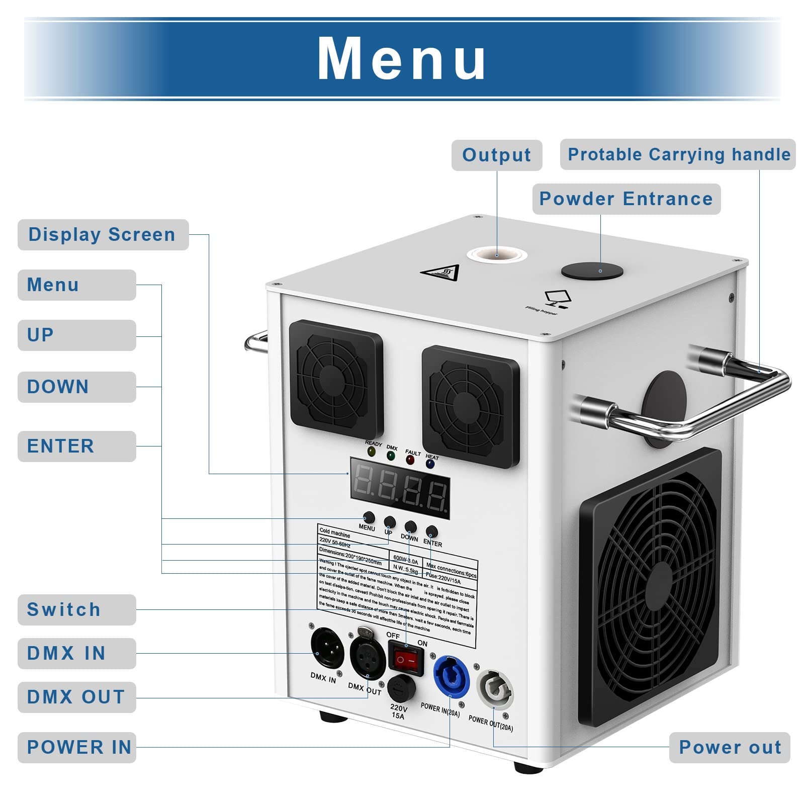600W Pyrotechnikmaschinen, DMX512 Feuerwerk Cold Spark Machine mit Fernsteuerung Funkenmaschine mit LCD Anzeige DJ Bühnenausstattung für Hochzeit Bühne Band Konzert (Weiß-4 Stück)