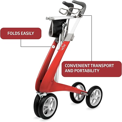 Miniatura 5 de byACRE Carbon Ultralight Rollator Walker with Organizer Bag, Red, Regular Track Red,Black,Blue,White,https:/ www.Yaxa/dp/undefined