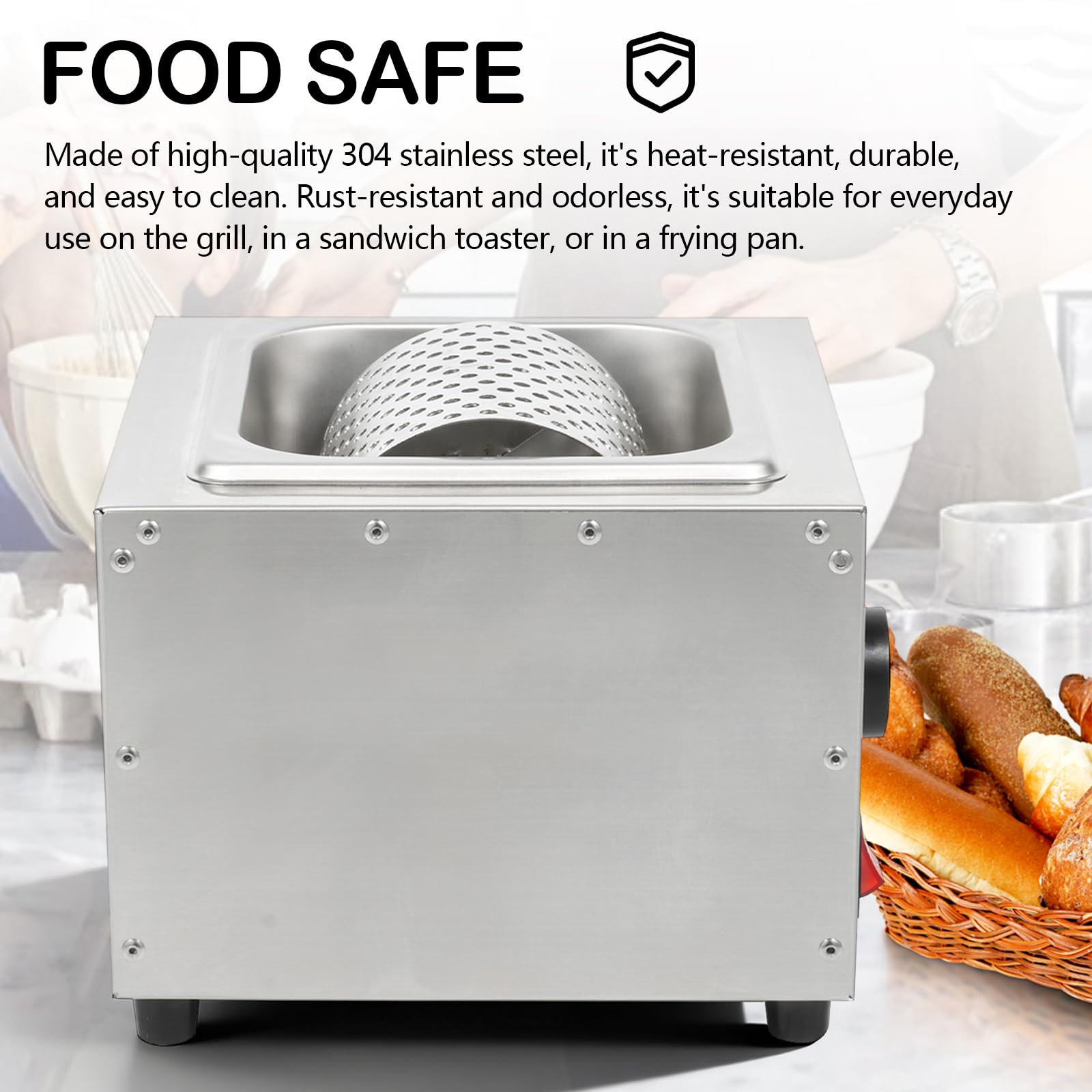 Rouleau à Beurre Électrique, Étaleur de Beurre en Acier Inoxydable 304 avec Température de Chauffage (30°C~88°C) pour Faire Fondre Rapidement Beurre Étaler Beurre Uniformément Sur hamburger Pain Toast