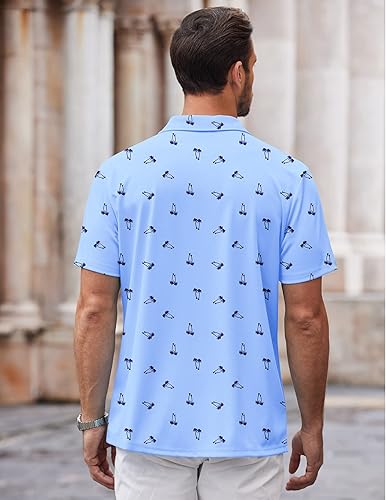 Miniatura 12 de COOFANDY Camisa casual con botones para hombre, manga corta, sin arrugas, camisa de verano