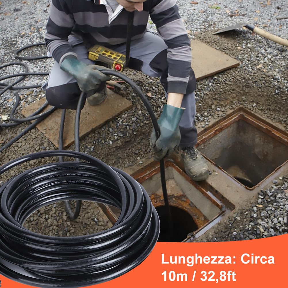 Tubo Flessibile per Idropulitrice, Filettatura M14xM22 da 10 M Accessori per la Pulizia del Tubo Flessibile per la Pulizia Ad Alta Pressione Adatti per K2 K3