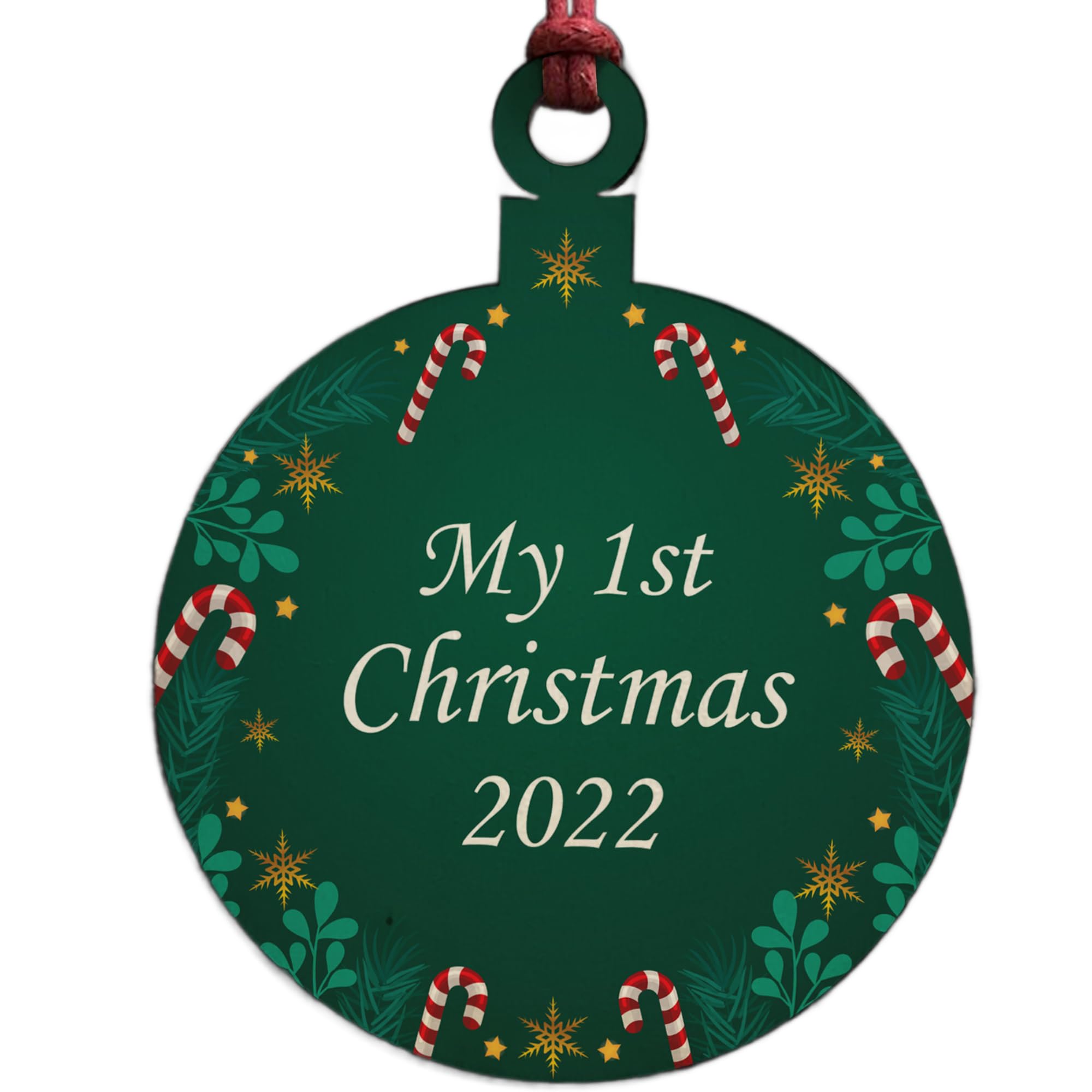 Red Ocean My 1st Hanging Wooden Babys 1st Christmas Tree Decoration Keepsake