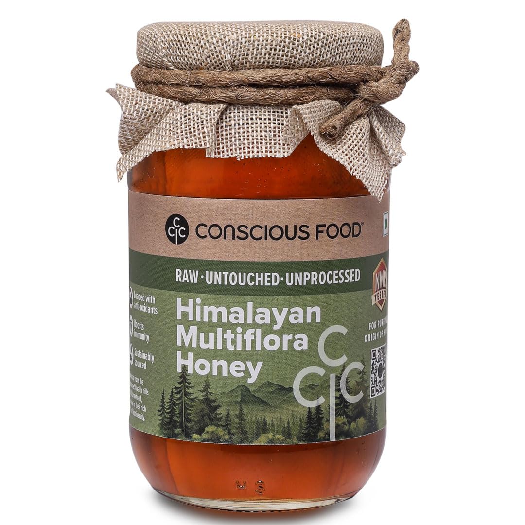 Conscious Food Himalayan Multi Flora Honey | 500 gm | NMR Tested Honey | Tested in German Lab | Raw, Unheated and Unpasteurized