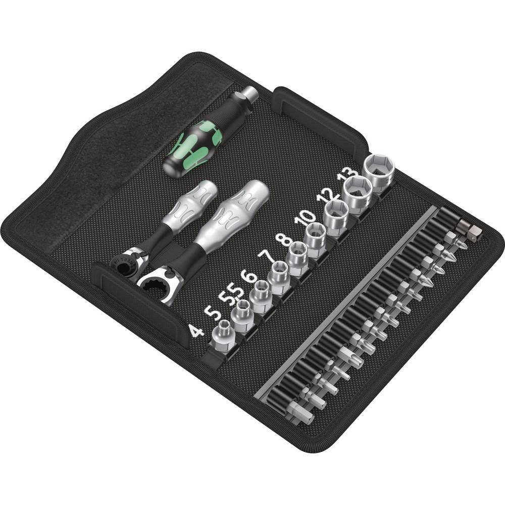 Wera 05135918001 Kraftform Kompakt Zyklop Mini 2, 27 pièces, Noir/Vert