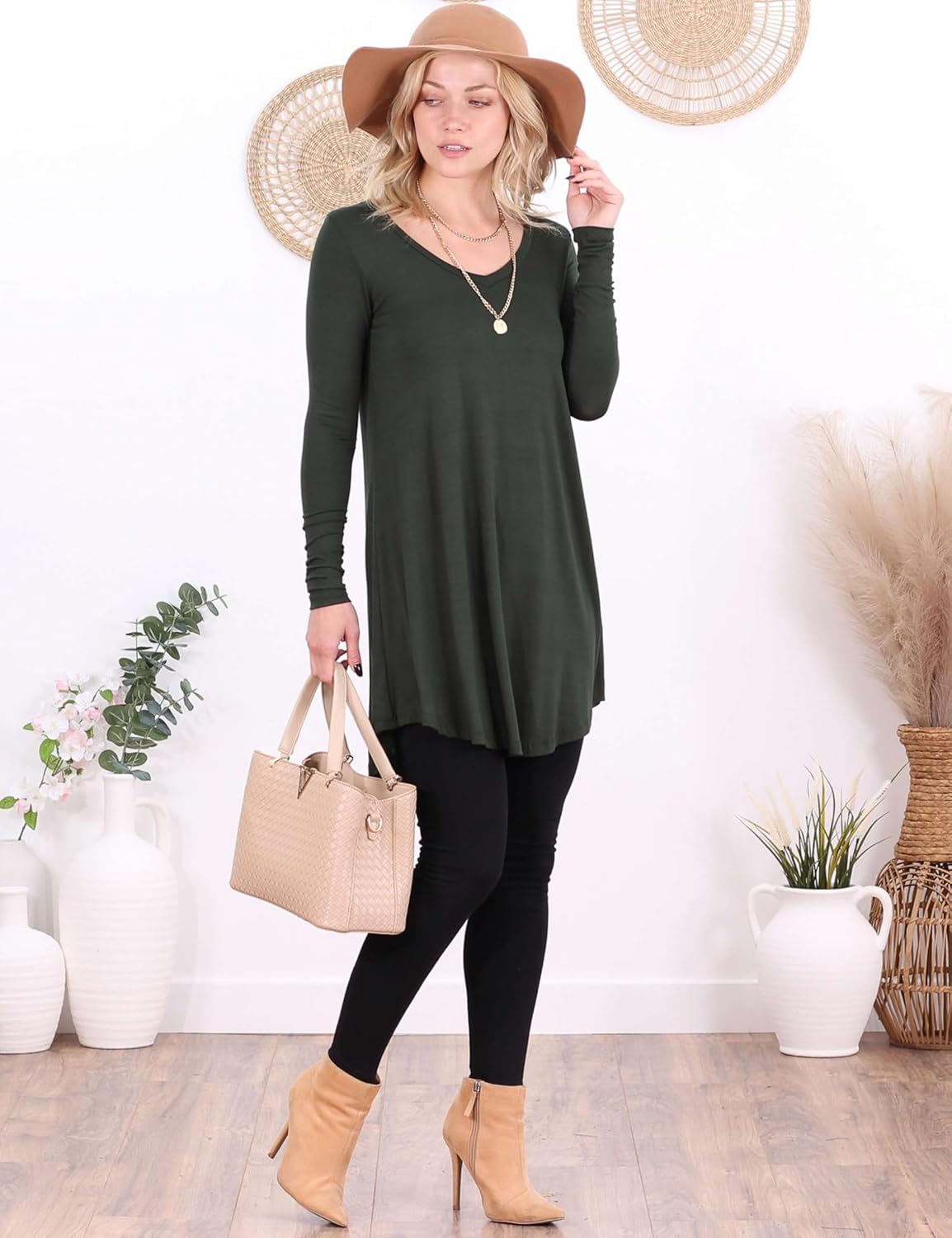Popana Long Sleeve Tunic Tops for Women, Loose Fit Dressy Long Tops to Wear with Leggings, Soft Stretchy Tunic Top - Image 5