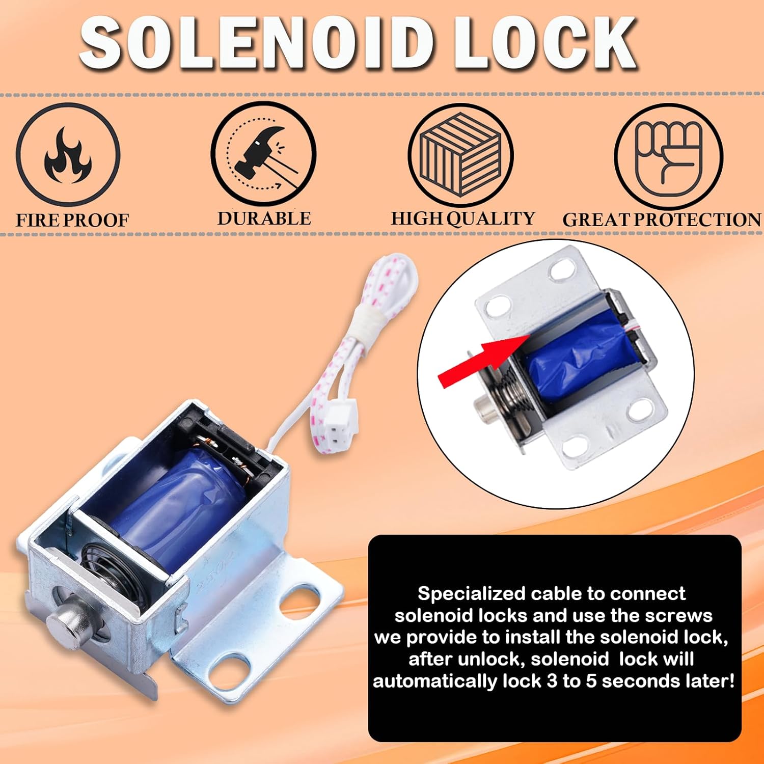 Gun Safe Electronic Lock Replacement, Digital Keypad with Solenoid Lock Mechanism, Chrome Finish, Circuit Board, Reset Cable for Safe Box Rifle Safe