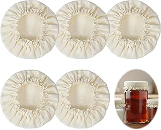 Larrel 5 Stück Sauerteig Starterglas Stoffabdeckungen, Wiederverwendbarer Stoffdeckel Sauerteig Gärtank Stoffdeckel für Gläser mit einer Öffnung von 7,5 bis 10 cm