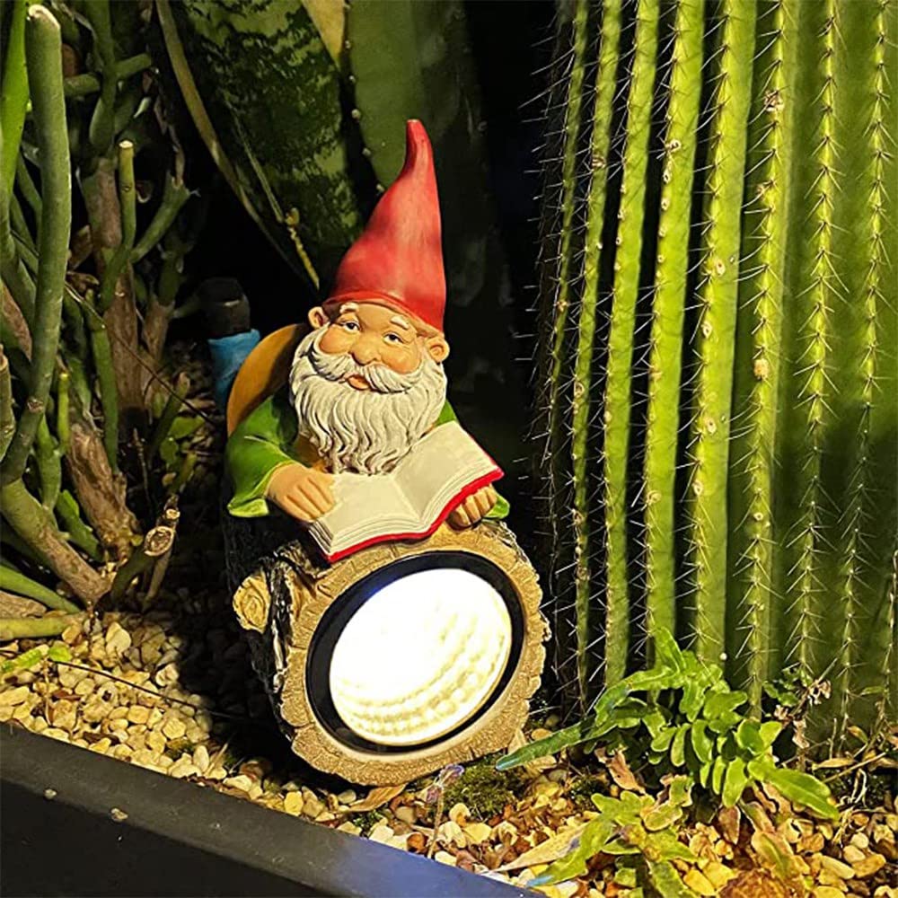 Gnomo Da Giardino Con Luce Solare, Sfera LED Che Si Illumina Al Buio, In Resina, Decorazione Magica Per Esterno