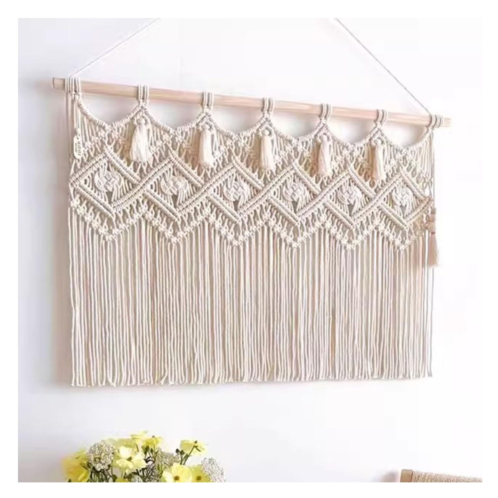Hand Tejido Macrame Pared Colgando Grande, Tapiz Rectangular para Decoración De Fondo De Cabecera del Dormitorio, Casa Homestay Entrada Decoración Colgante(60x50cm/23.63x19.7in)