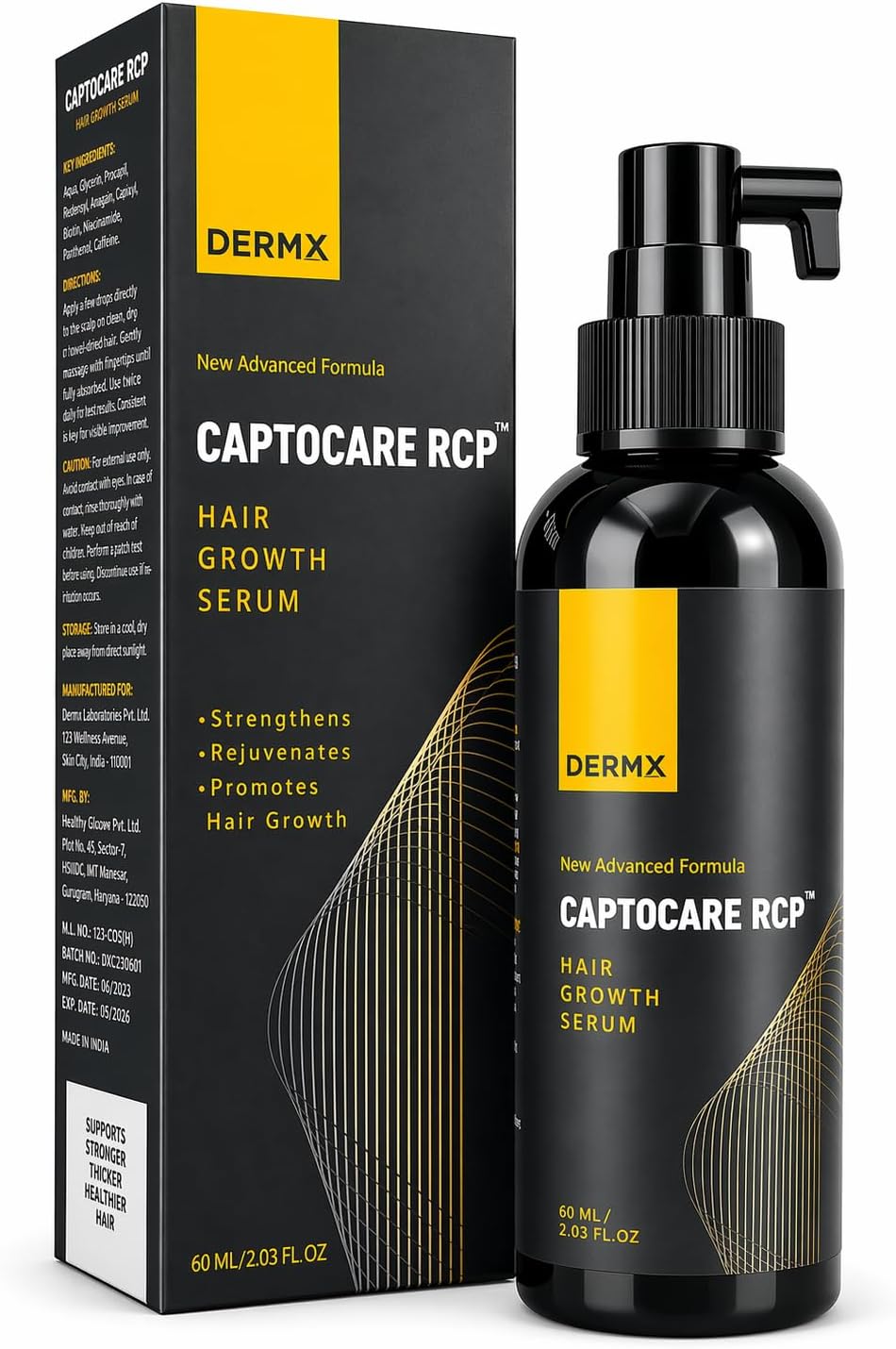 New_CAPTOCARE RCP Hair Growth Serum | With 3% Redensyl, 5% Capixyl, 3% Procapil & 5% Saw Palmetto | Strengthens, Promotes Hair Growth & Stimulates Hair Follicles | For All Hair Types | (60ml)