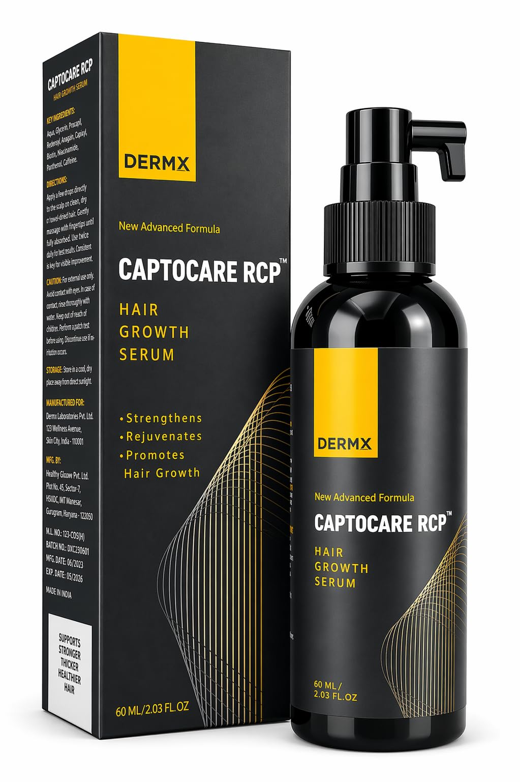 New_CAPTOCARE RCP Hair Growth Serum | Lightweight Leave-In Scalp Serum for Stronger-Looking Hair | Suitable For Men & Women- (60ml)