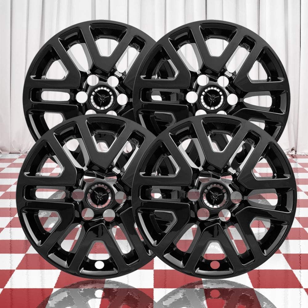 Set of 4 Gloss Black 6" V Spoke 16" Wheel Skins for Nissan Frontier SV 2014-2021