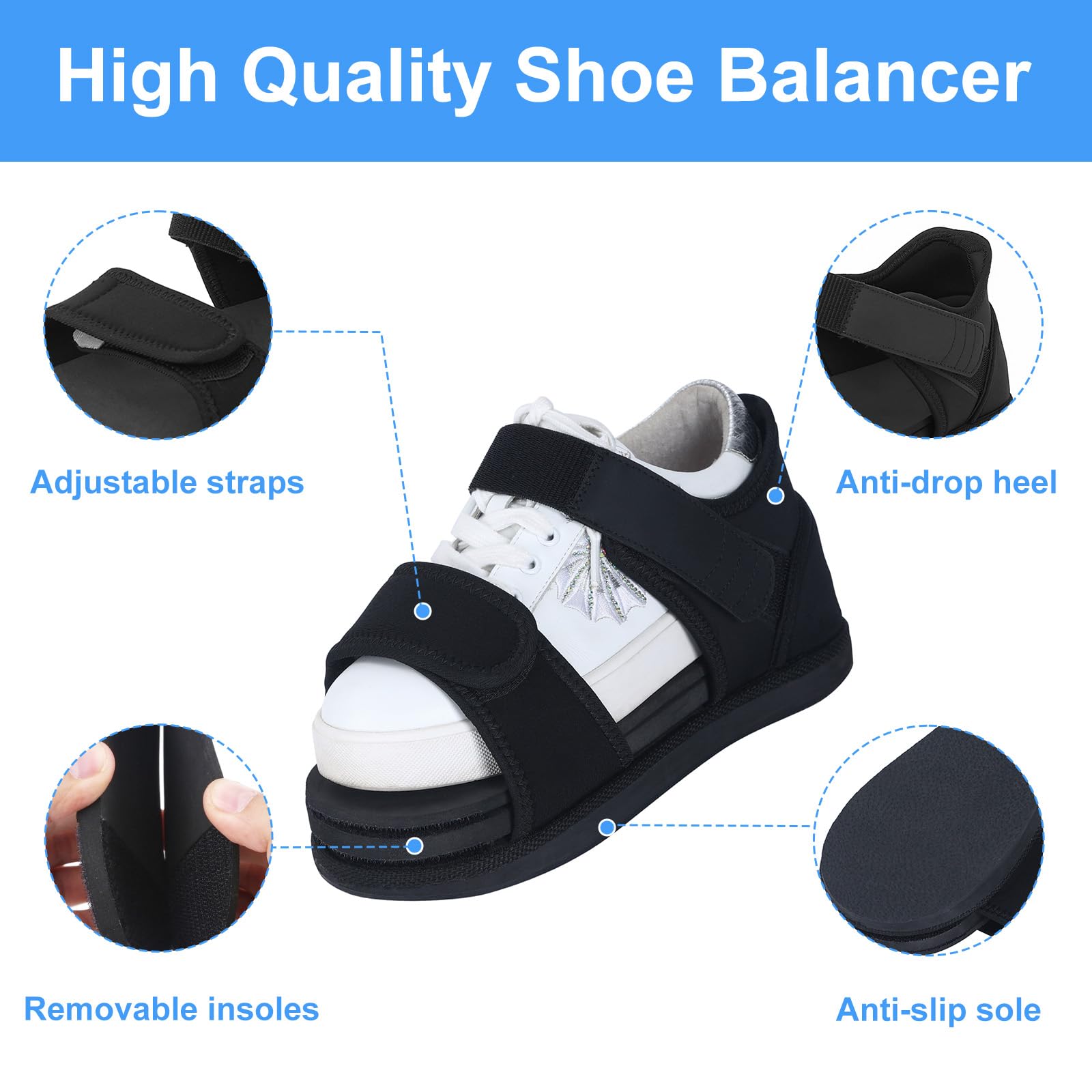 Beinlängenausgleich für Walking Boot & Gipsstiefel, Ergonomische Schuherhöhung für Damen & Herren, Verstellbarer Shoe Balancer zur Vermeidung von Beckenschiefstand, Links & Rechts (M)