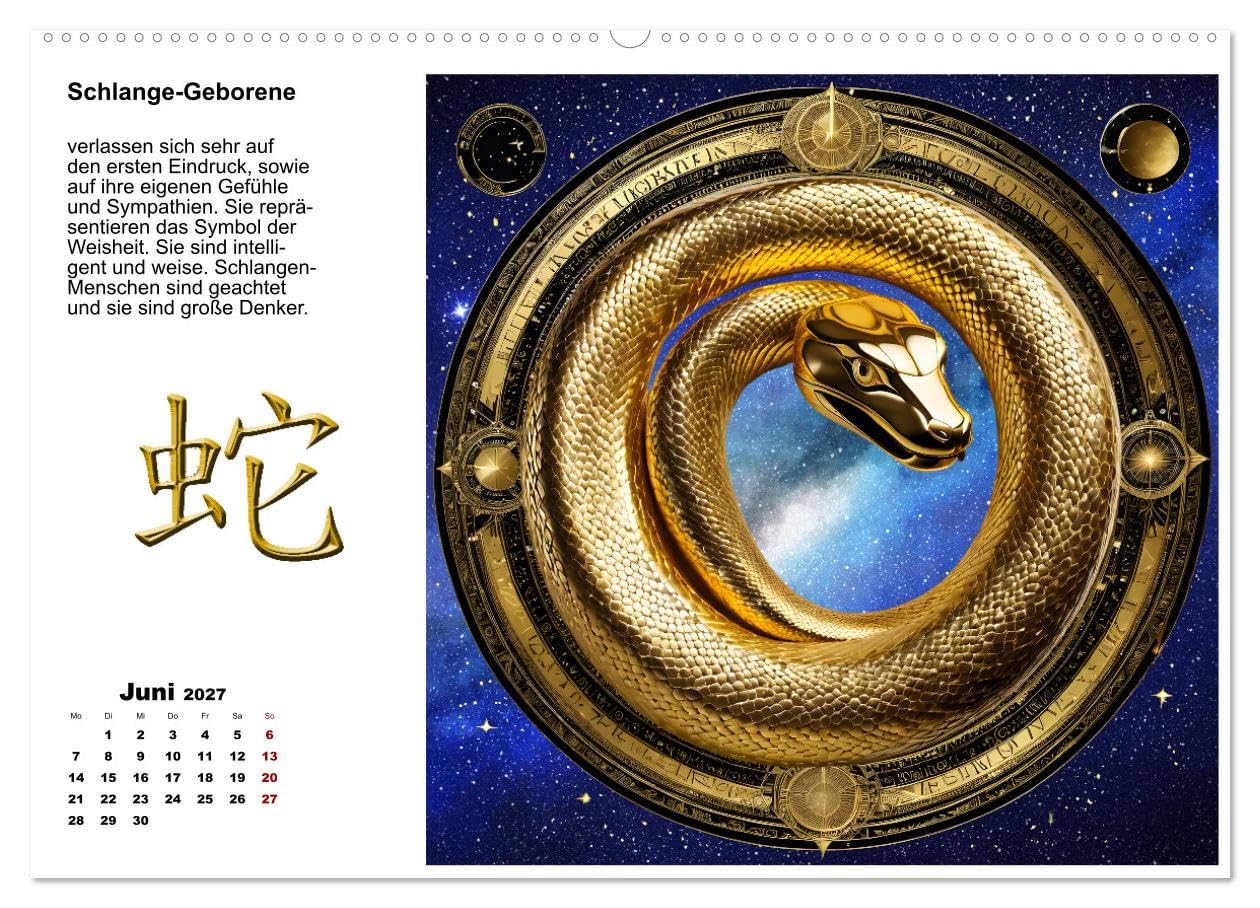 Chinesische Sternzeichen (hochwertiger Premium Wandkalender 2027 DIN A2 quer), Kunstdruck in Hochglanz: 2025 - das Jahr der Schlange (CALVENDO Hobbys)
