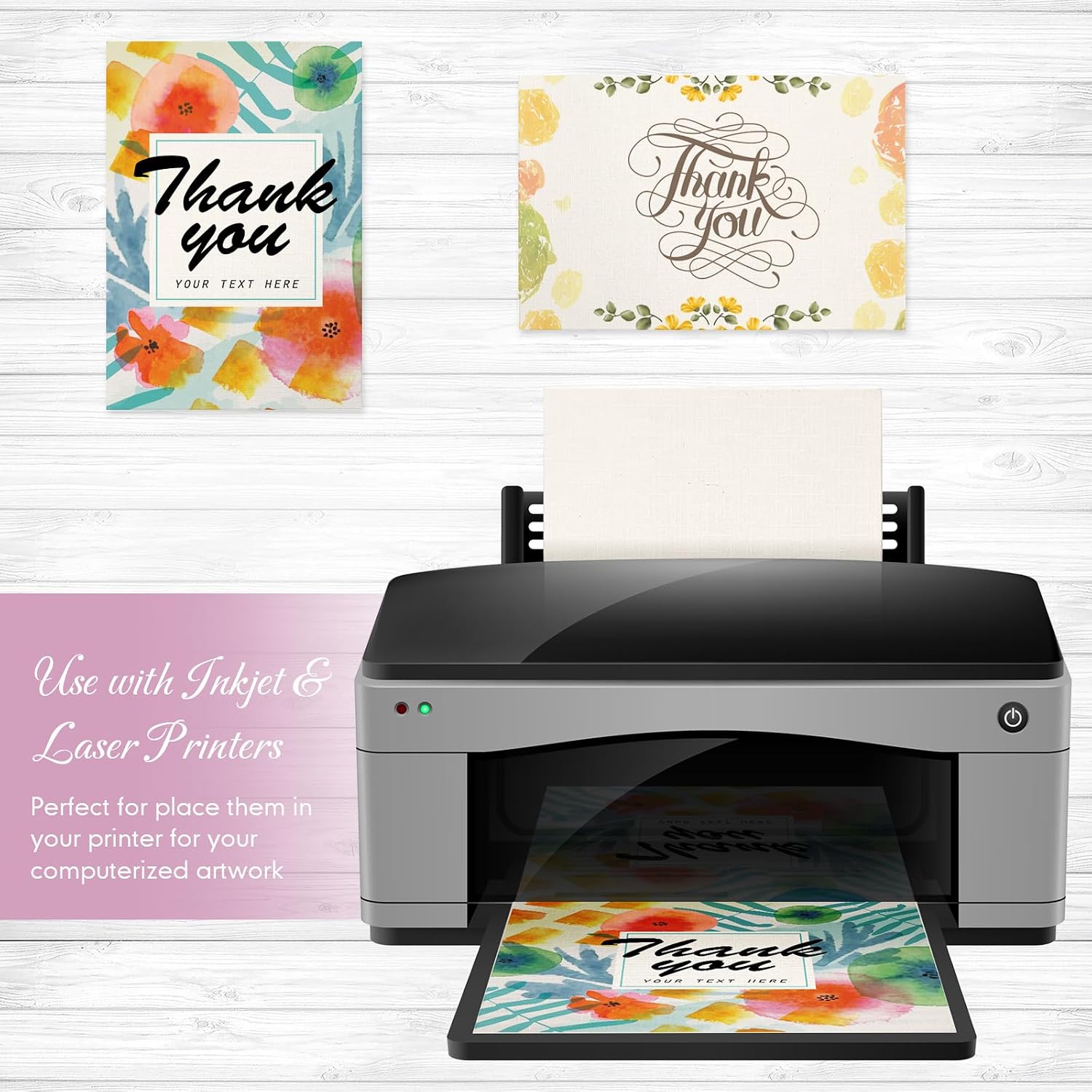 Geosar 100 Sheets Linen Cardstock 4x6 Invitation Printer Paper, Cream