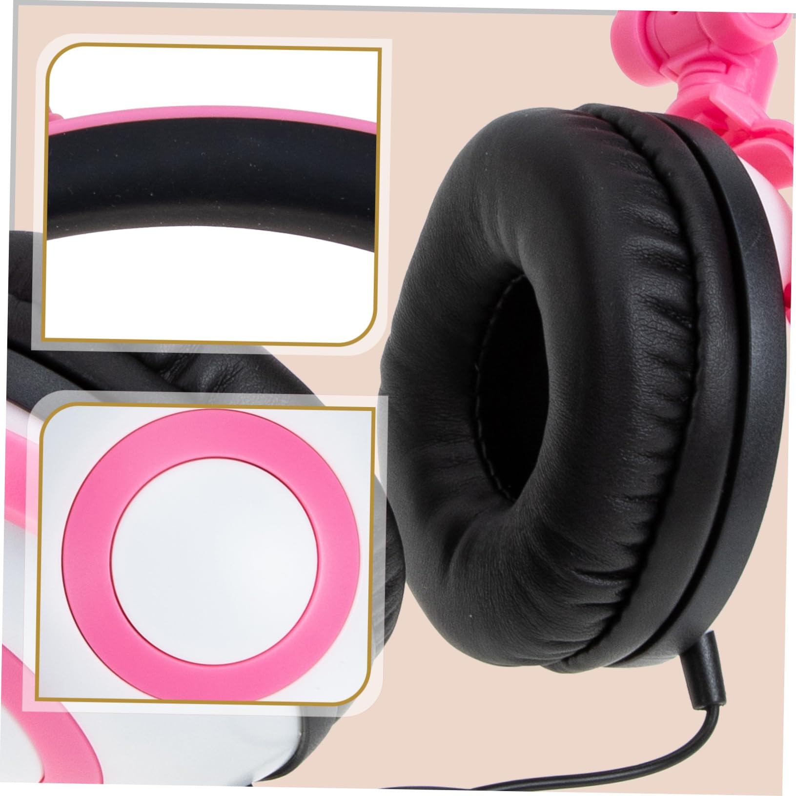 OSALADI Auriculares Orejas de Gato para Niños Rosa PVC Cable