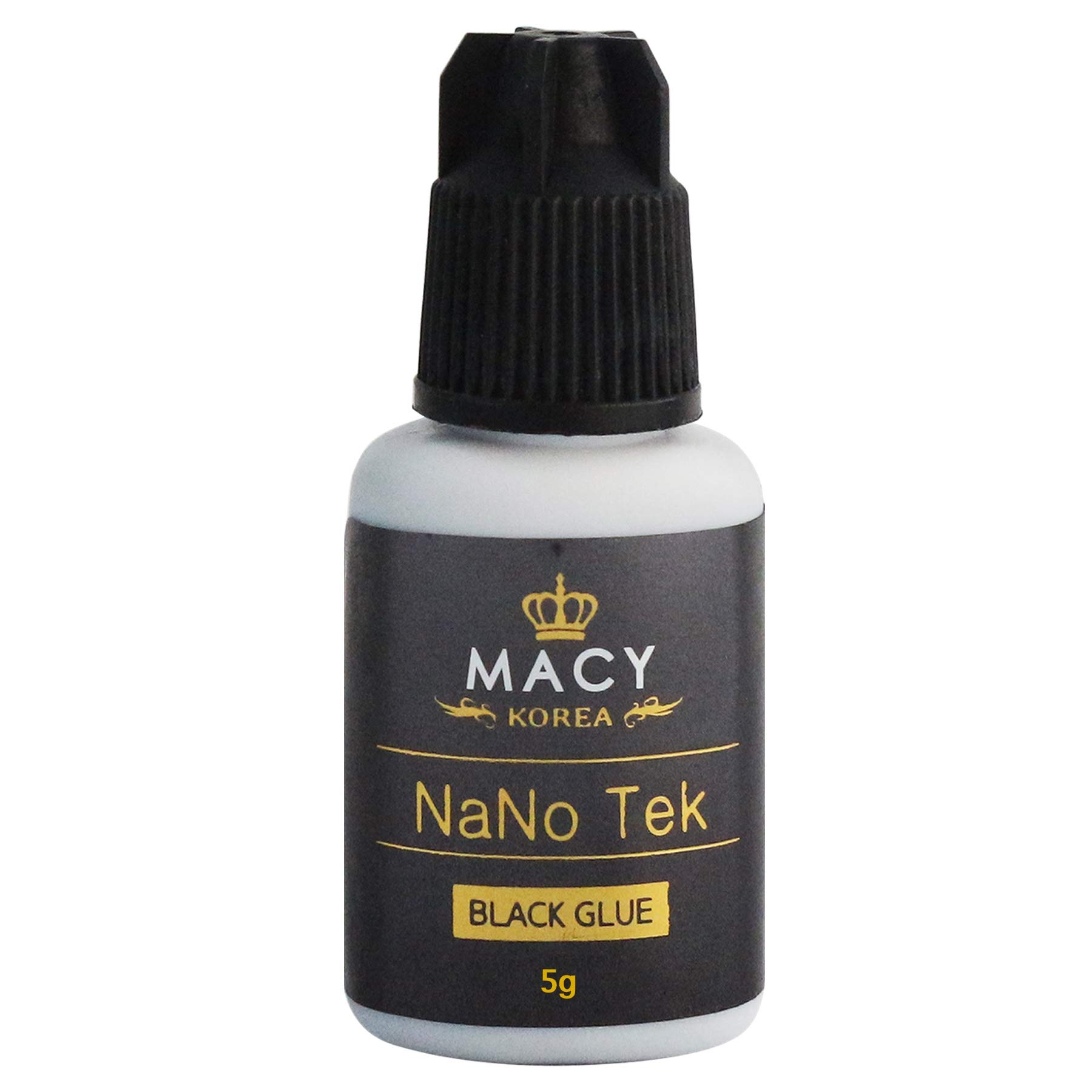 MACY Nanotek - Colla per ciglia finte, 5 ml, colore nero, tempo di asciugatura rapido di 1-2 secondi, durata adesivo di 6-7 settimane, per extension delle ciglia professionale