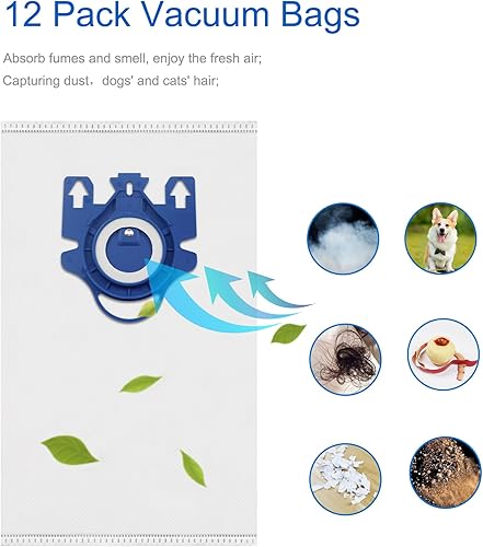 Miniatura 5 de Paquete de 12 bolsas 3D Airclean compatibles con bolsas de aspiradora Miele GN, aptas para Classic C1 C2 C3 S2 S5 S8, S227S240, S270S280 Series con