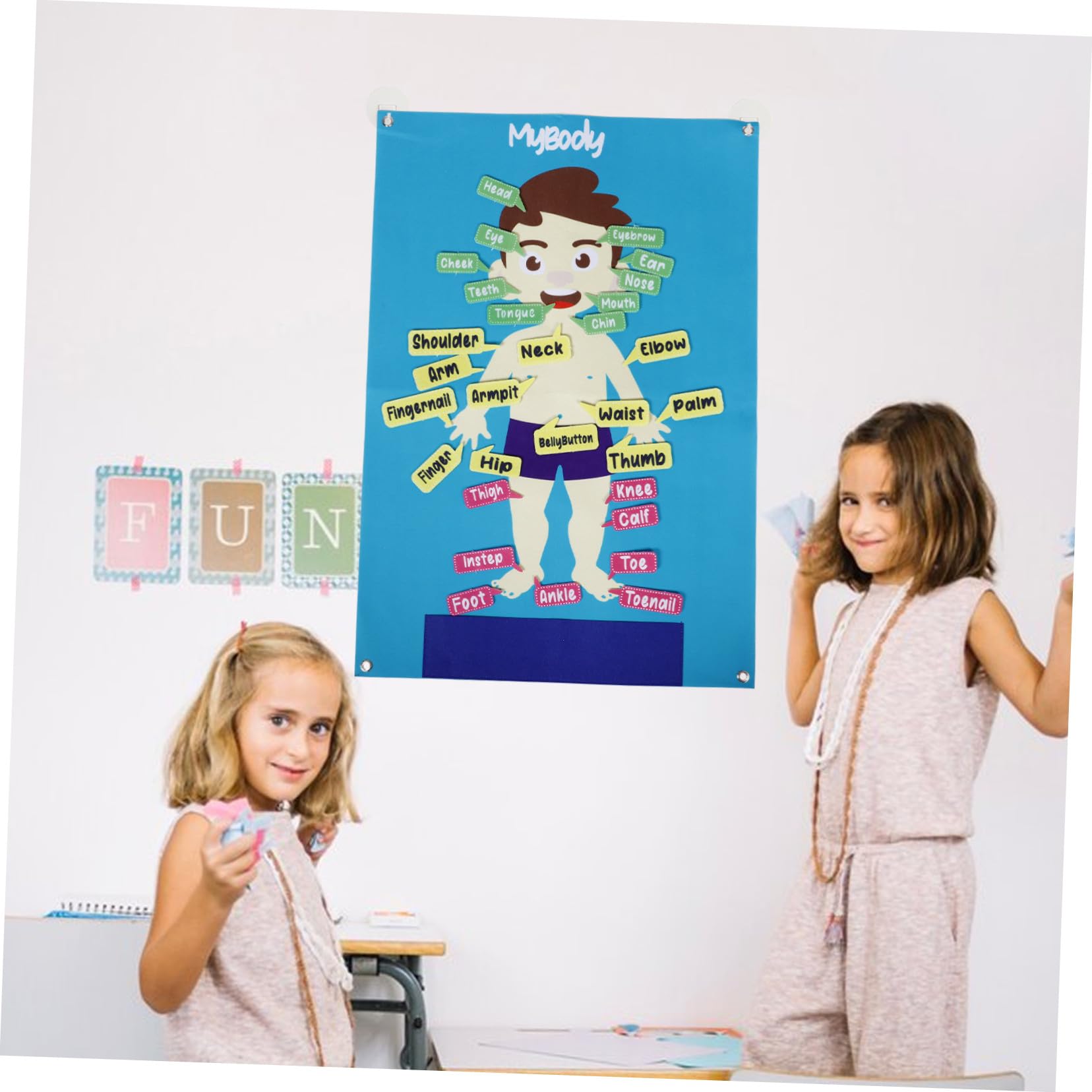 POPETPOP Tablero de Fieltro Grande para Actividades Preescolares Educativo Interactivo con Diseño de Cuerpo Humano Ligero y Portátil para Aprendizaje y Aula