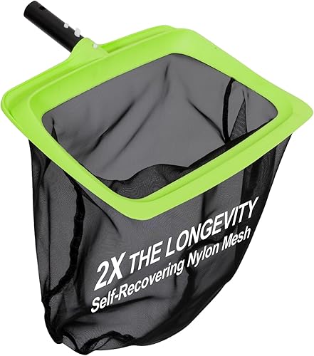 Sepetrel - Red recogehojas de piscina de nylon de malla fina y marco reforzado, rastrillo profundo, suministros y accesorios de limpieza, (el poste