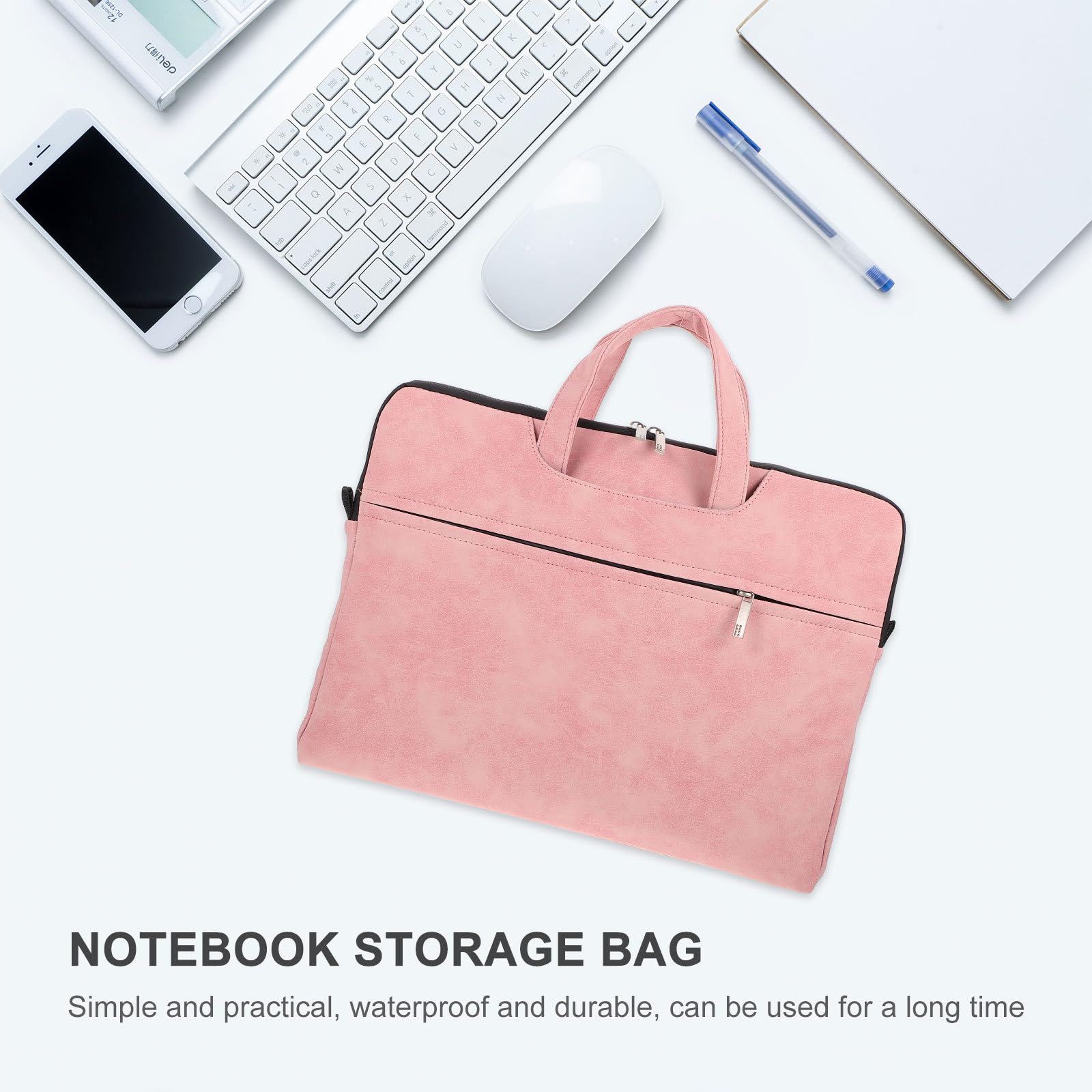 Borsa a Tracolla per Laptop 15,6" Rosa Antivento e Antigraffio, Custodia Protettiva Leggera per Computer e Tablet, Tracolla Regolabile, per Donne in Viaggio e Uso Quotidiano