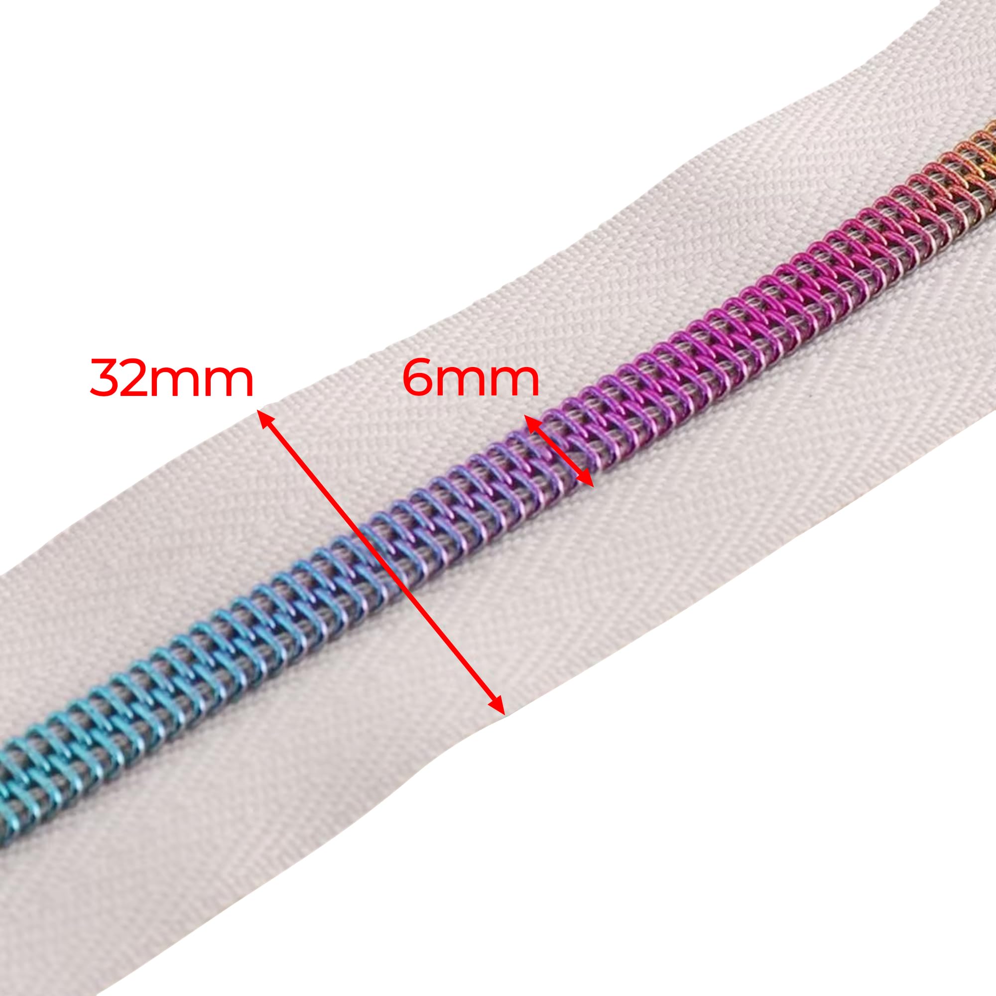 WedDecor Rollo de cremallera blanco de 10 metros con 30 cremalleras rectangulares, tiradores de cremallera metálicos, deslizadores de repuesto, perfecto para bolsas de bricolaje y prendas, ideal para