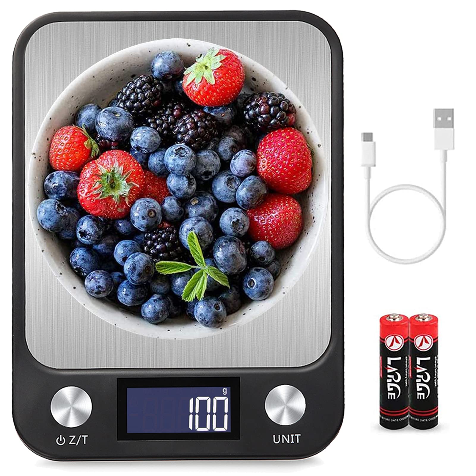DIMROM Farsaw Digital Kitchen Scale, 22lb/10kg Food Scale with LCD Display, 7 Units with Tare Function, Weight Grams and Oz for Cooking/Baking, 1g/0.1oz Precise Graduation, USB Charging
