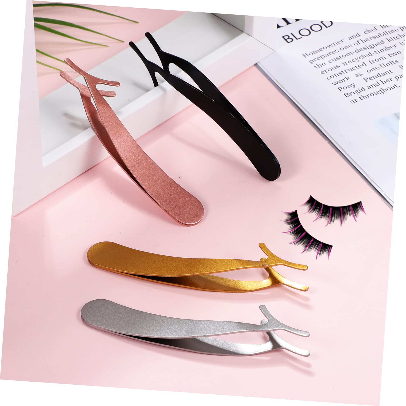 FRCOLOR 4 Set Di Extension Per Ciglia Pinzette Applicatori Clip Per Ciglia in Metallo Per La Bellezza Delle Ciglia Naturali 4 Pezzi*4