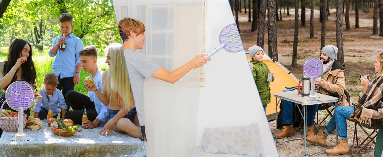 Zanzariera elettrica 2 in 1: zanzariera elettrica ricaricabile con luce UV con rete di sicurezza a 3 strati, per interni ed esterni, portatile, per casa e campeggio