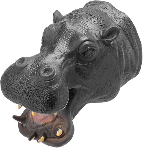 Yolococa Marioneta de mano de hipopótamo realista de látex suave, juguete de cuentos, juego de rol, suministros de fiesta para niños