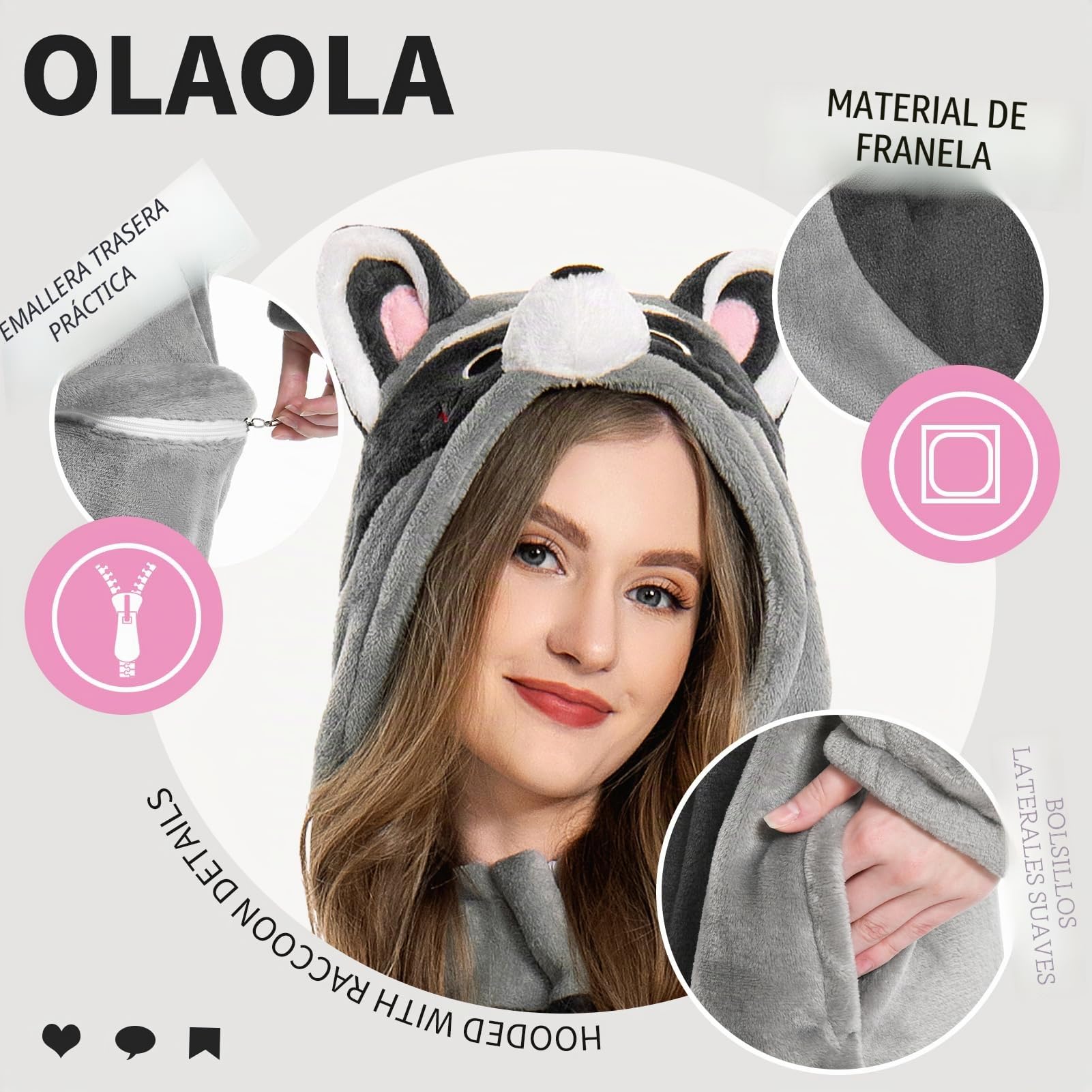 OLAOLA Pijama Adulto, Disfraz de Animal, Unisex Onesie para Cosplay de Halloween, Pijama Entero de Una Pieza para Mujer y Hombre