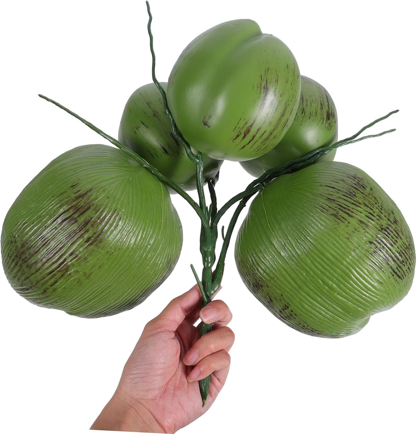 Ciieeo Bunch Artificial Coconut Realistic Fake Fruit for Hawaiian Party Decorations Tropical Luau Decor Lightweight Portable for Home Garden Weddings and Photo Booths