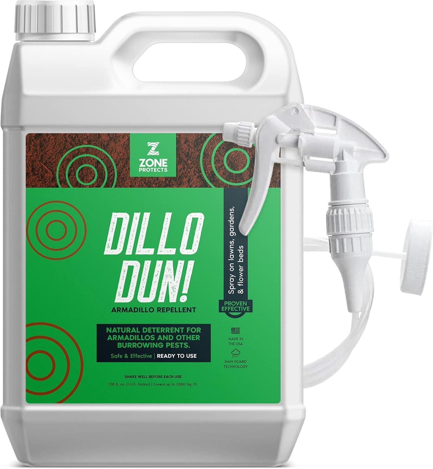 Zone Protects Dillo Dun! Armadillo Repellent Spray. Stop