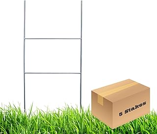 MTB H Frame Wire Stake 20"x10" (Pkg of 5) 9ga Metal Heavy Duty -Yard Sign Stake for Advertising Board, Realestate, Political Campaign or Commercial Activities,Yard Stakes for Signs,Garden Lawn Stakes ……
