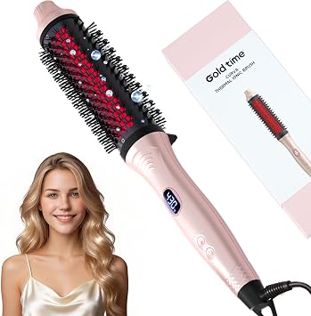 PRO Heated Round Brush, 112" Infrared Thermal Ionic Curling Brush for Blowout Look w 100M Negative Ions, Dry Hair Styling for Instant Volume, 6 Temp Control, Dual Voltage, All Hair Types
