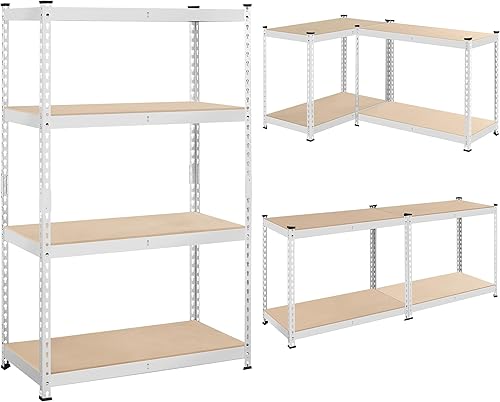 Miniatura 9 de Topeakmart Estantes de almacenamiento, 4 unidades de estantería de metal ajustables de 4 niveles, estantes de almacenamiento de garaje para almacén,