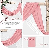 Vista 179 de Tela para envolver arco de boda, 4 paneles de 28 x 20 pies, cortinas de arco de boda rosa para ceremonia, cortinas de tela de gasa para cenador