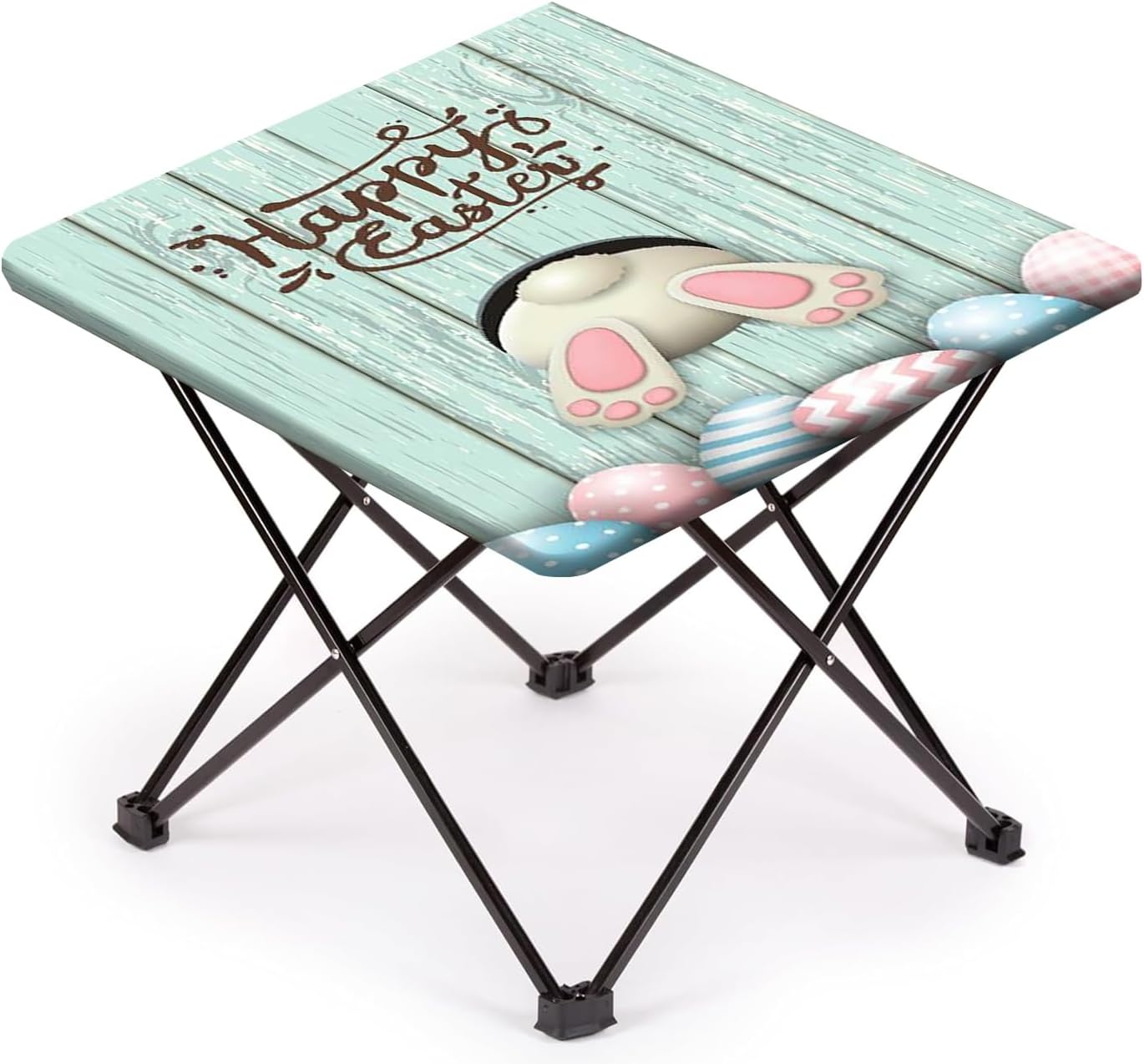 Easter Square Fitted Elastic Edge TableCloths, Bunny and Eggs Waterproof Wipeable Table Cover for Dining Kitchen Party Indoor Patio Table, 70 x 70 inch