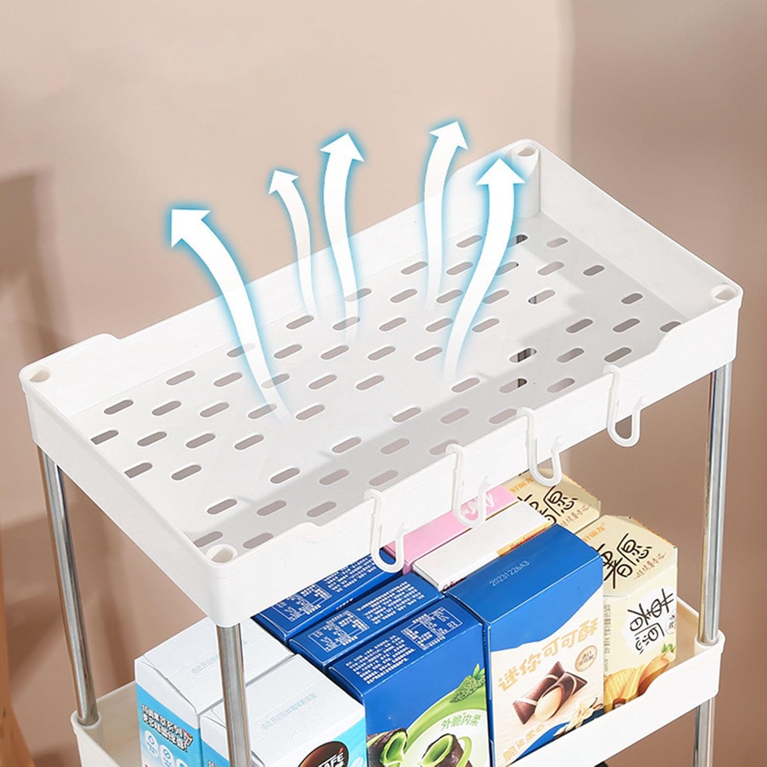 Space Efficient Rolling Bathroom Cart with Multi Layer Kitchen Organizers Mobile Storage Shelf for Homes Rolling Cart for Bathroom Kitchen Gaps