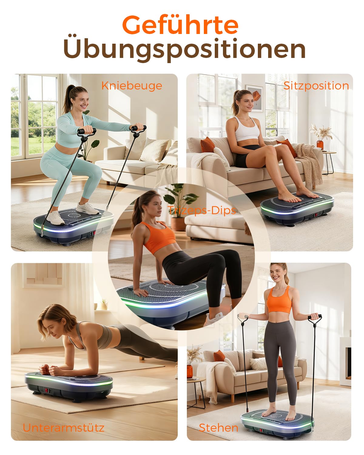 Vibrationsplatte Fitnessgeräte für Zuhause Rüttelplatte Vibration Plate entspannung, Sportgeräte Fitness Sport geräte Ganzkörpertraining 120 Intensitätsstufen für Home Workout