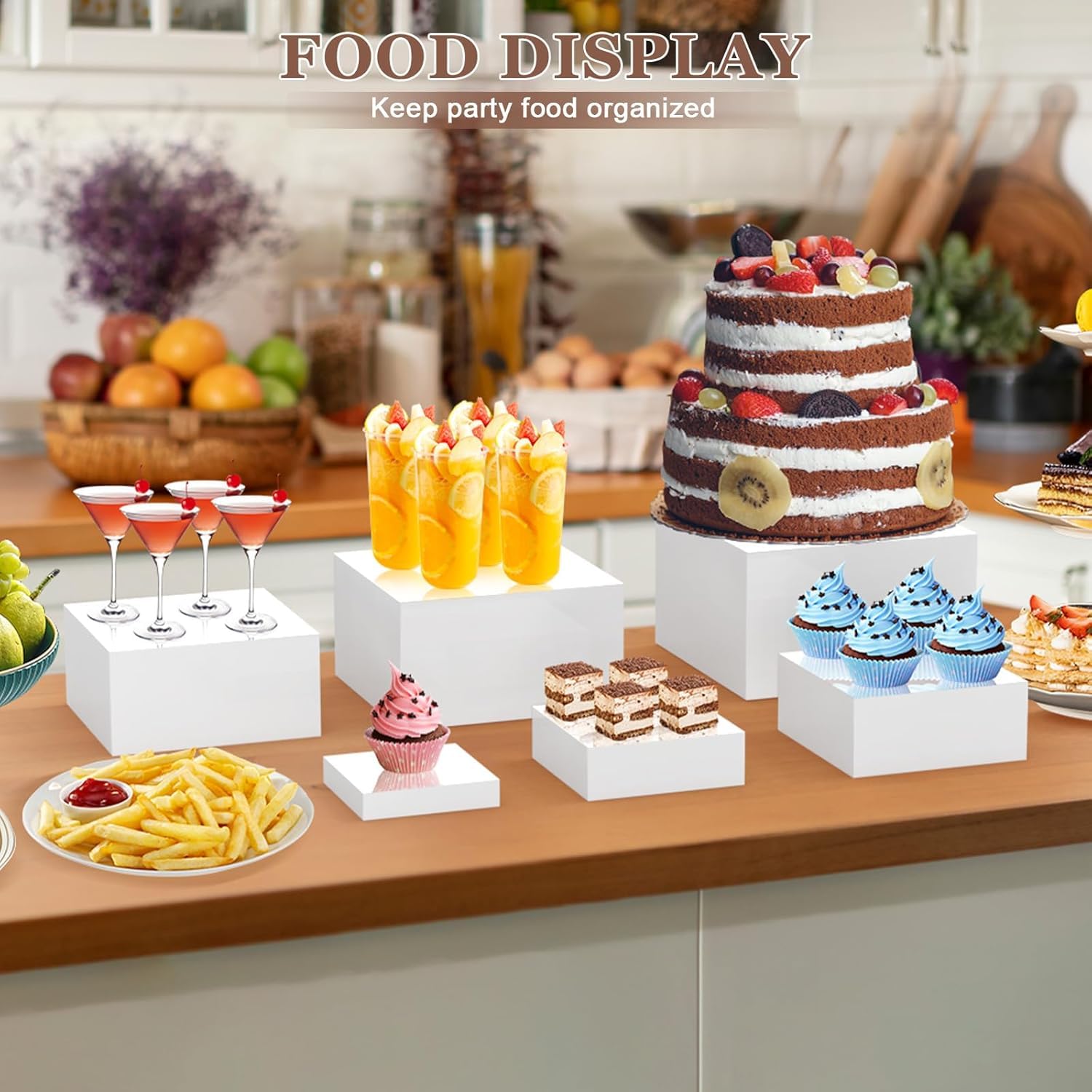 6 Soporte de Pastelería Decorativos, Soporte Exhibición de Alimentos, Elevadores de Buffet, Elevadores de Alimentos para Mesa, Mesa Dulce Accesorios para Bodas Fiestas Eventos Rosquillas Pastelito