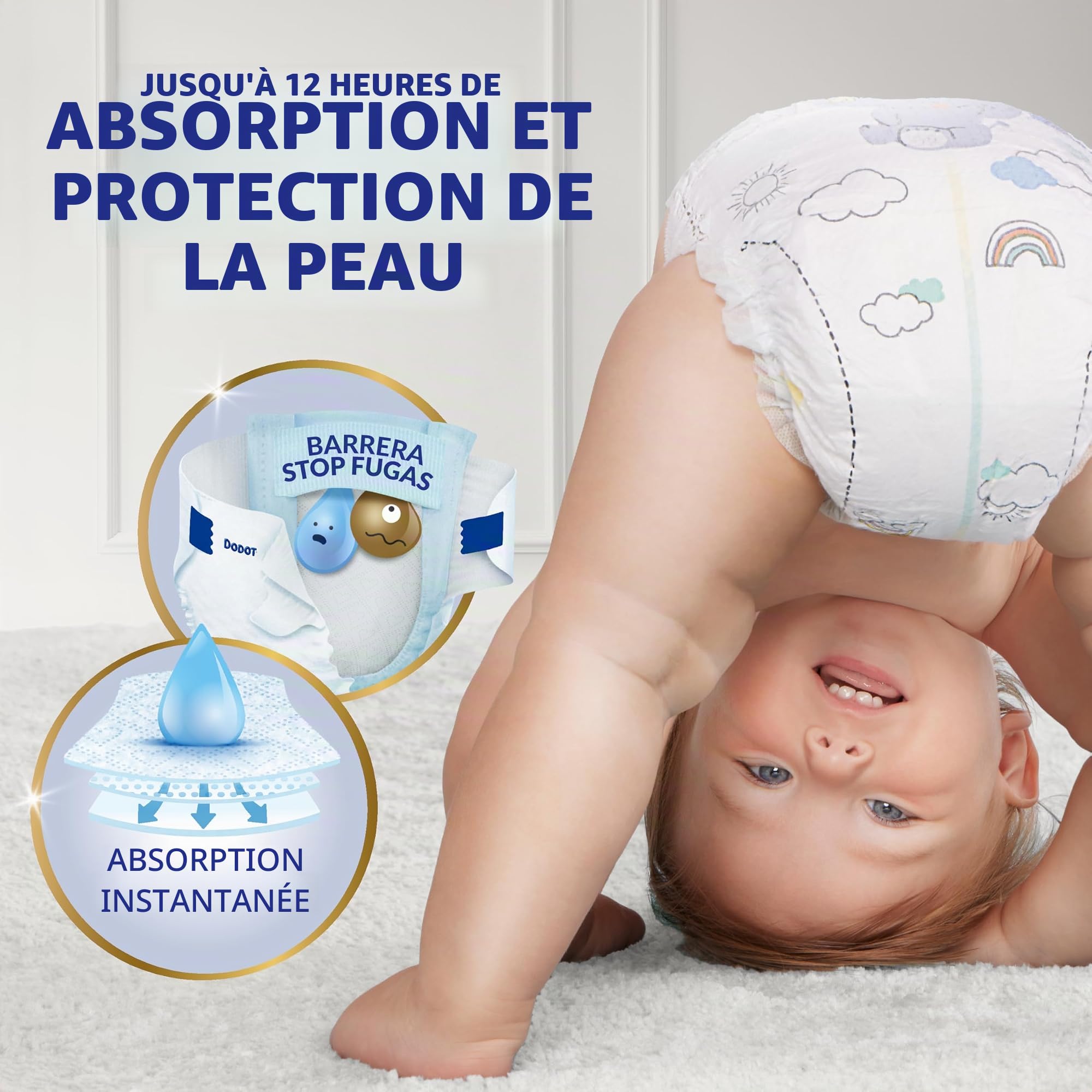 Dodot diapers sensitive baby, size 5 (11-16 kg), 168 diapers + 4 gift pants, up to 12 h antifugal protection and skin care, monthly pack