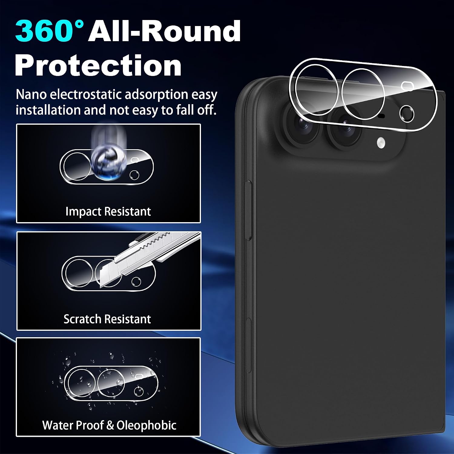 [6 in 1] for iPhone Duo Screen Protector, (2+2+2) Inner Screen Flexible Film + Tempered Glass Back Screen Protector + Camera Lens Protector,HD,Anti-Scratch,Bubble Free