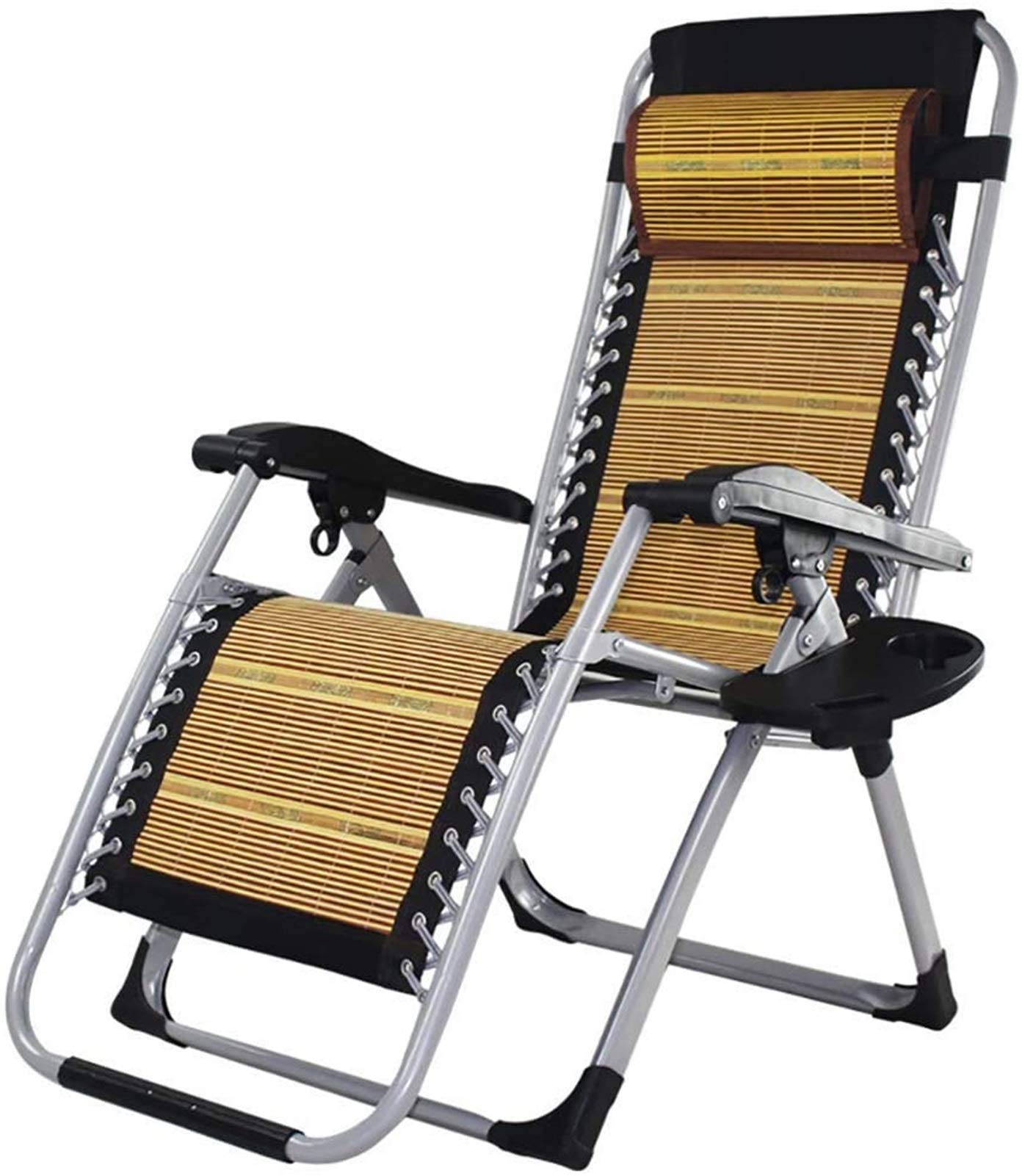 Chaise longue inclinable et pliable en métal pour jardin patio et camping en plein air