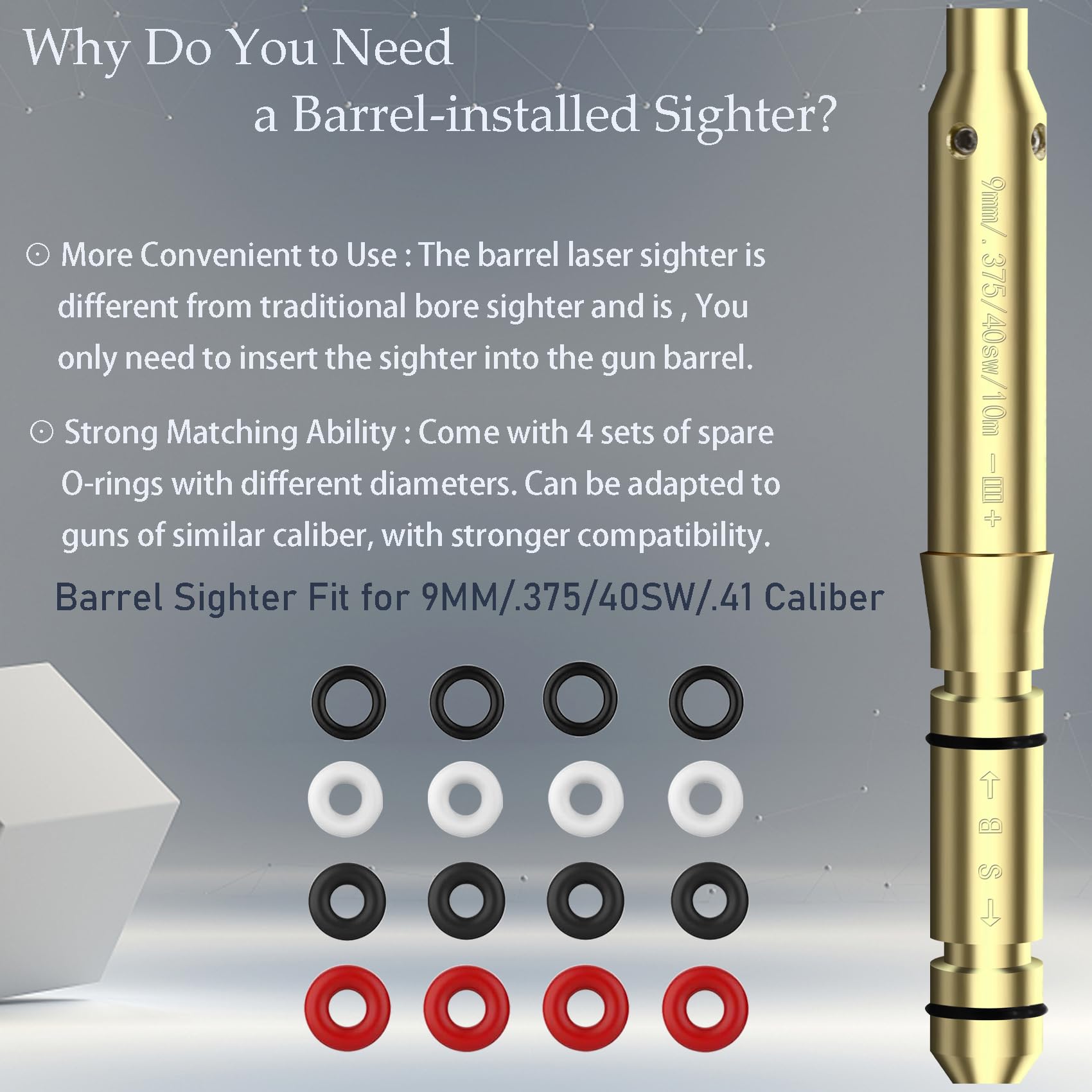 9MM Red Laser Boresighter for Rifle,.375/40SW/.41 Cal End Barrel Laser Sight, Red Dot Laser Barrel Sight More Easy to Fit and Accurately for Revolvers Pistols Rifle and Air Guns for Hunting