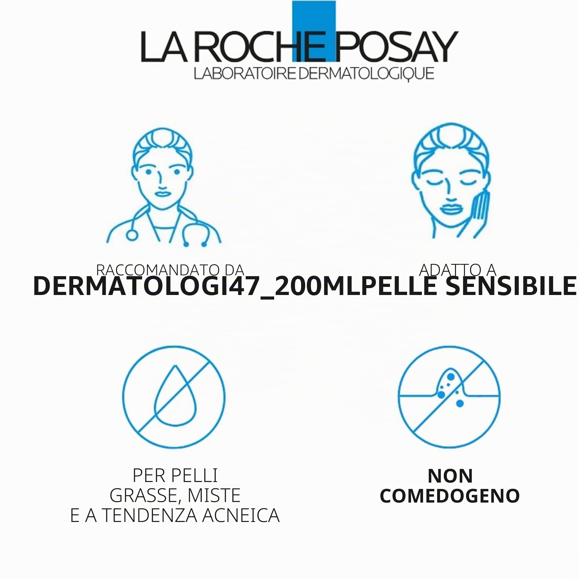 La Roche Posay Effaclar, Gel Purificante Micro-Peeling, Per Pelli Grasse a Tendenza Acneica, Azione Detergente, Pelle Levigata, Rimuove Sebo e Impurità, Con Acido Salicilico, LHA e Zinco, 200 ml