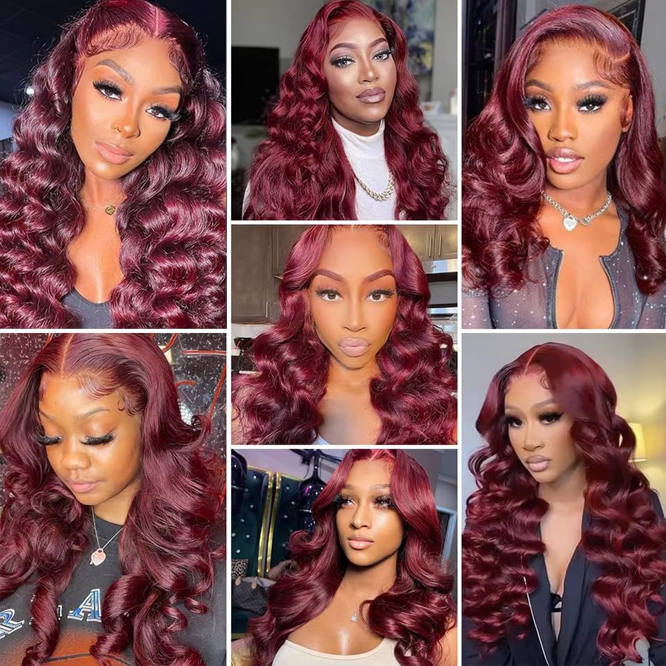 #99J Burgundy Bundles Human Hair Wine Red Loose Deep Wave Human Hair Bundles 28 30 32 Inch SeeGovie Unprocessed Brazilian Virgin Hair Color 99J Loose Wave 3 Bundle Human Hair Extensions 150 Gram