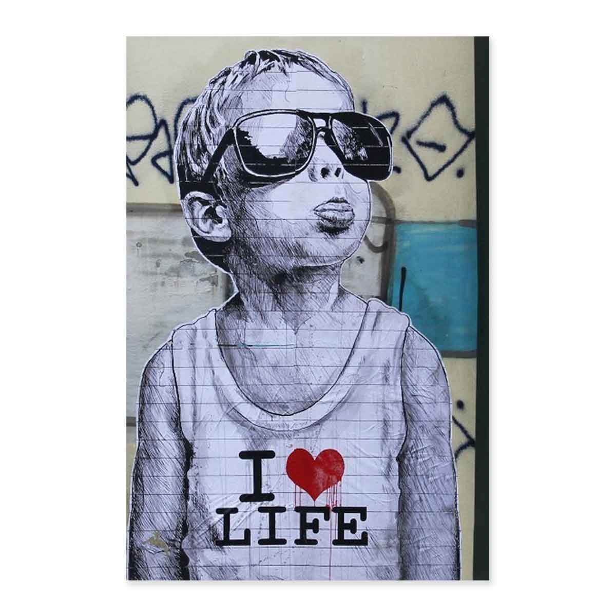 Banksy I Love Life Streetart - Póster para habitación (90 x 140 cm)
