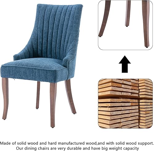 Miniatura 6 de mikibama Juego de 2 Sillas de Comedor de Lino con Mechones Acanalados, Silla de Cocina y Comedor, Cómoda Silla Decorativa Tapizada de Tela para